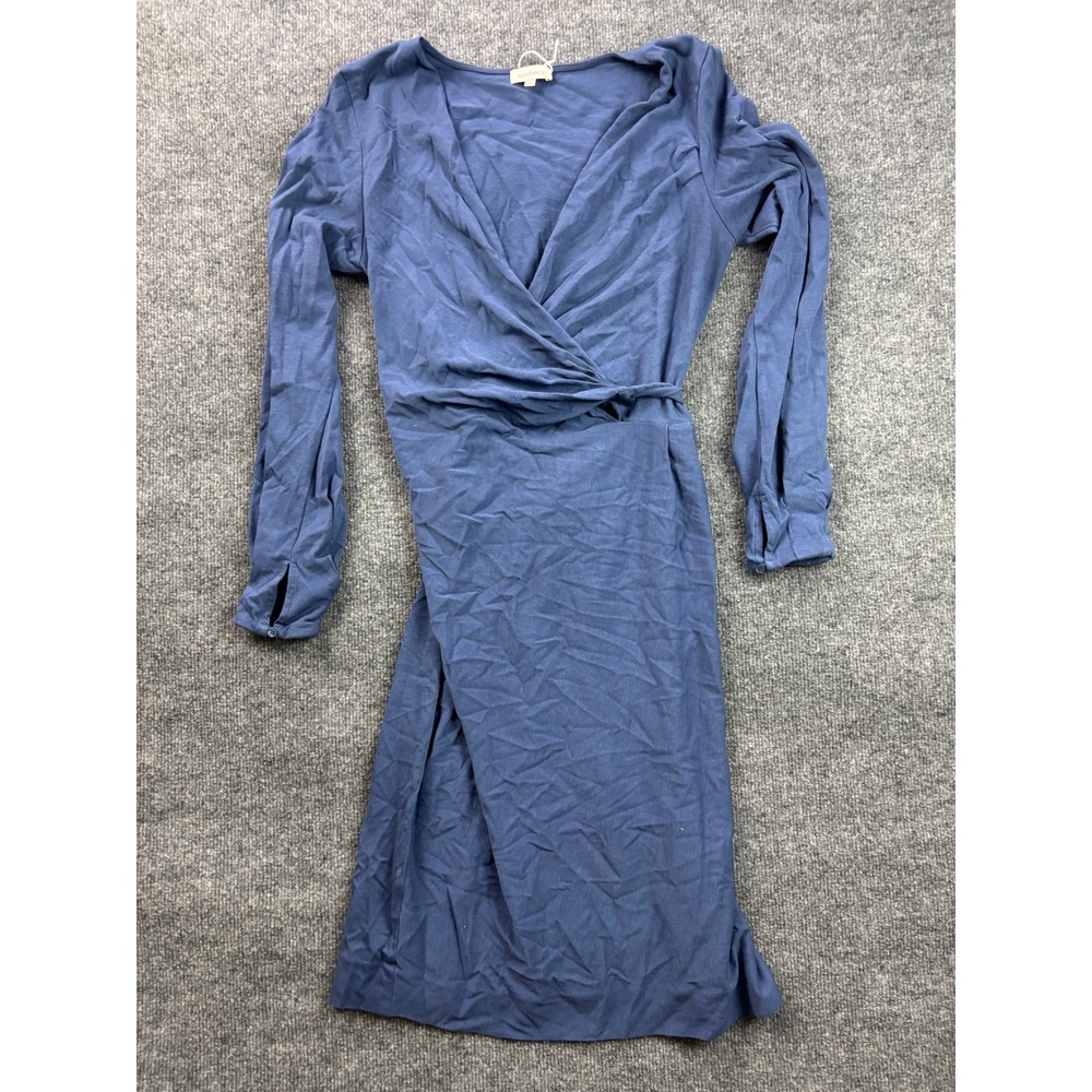 Sundance Wrap Dress Women Size M Blue Long Sleeve Modal Cotton Jersey Midi